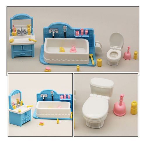 1 Juego De Muebles De Baño Mini House, Bañera En Miniatura