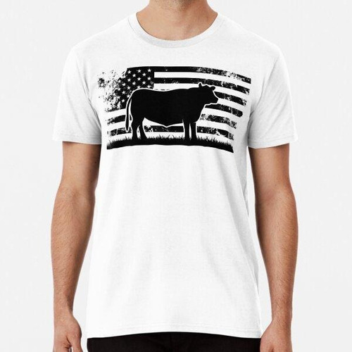 Remera Usa American Flag - Cow Red Angus Algodon Premium 