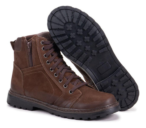 Bota Coturno Masculino De Couro Legítimo Militar Trilha