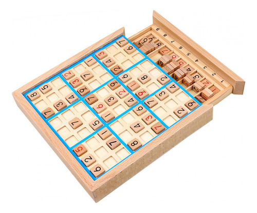 Juego De Sudoku De Madera, Juguete De Aprendizaje Con Azul