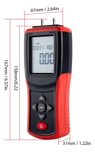 Manômetro De Precisão Digital Lcd Diferencial ± 2psi High 12