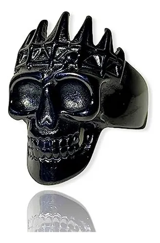 Anillo Calavera Biker Acero Inoxidable, Dorado Negro, Gótico