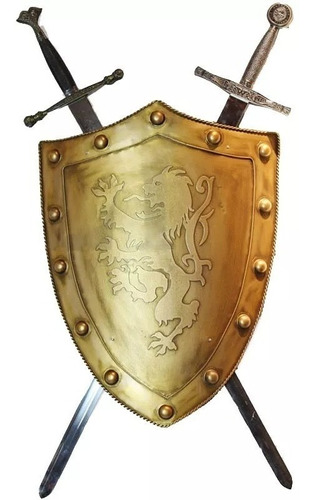 Escudo Templário Cruzadas Real Em Aço Exclusivo Duas Espadas