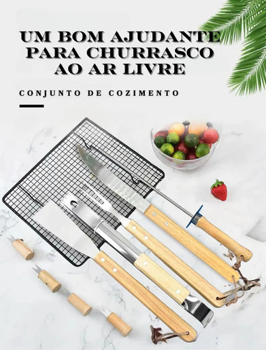 Kit Churrasco Premium Aço Inox 10pç Com Estojo