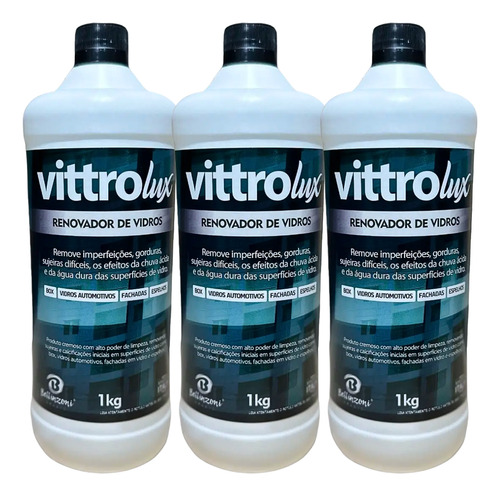 Kit 3 Vittrolux Restauração Perfeita Do Vidro Removedor Sujeiras