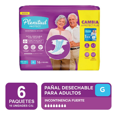 Pañales Para Adultos Descartables Plenitud Protect Pack X6