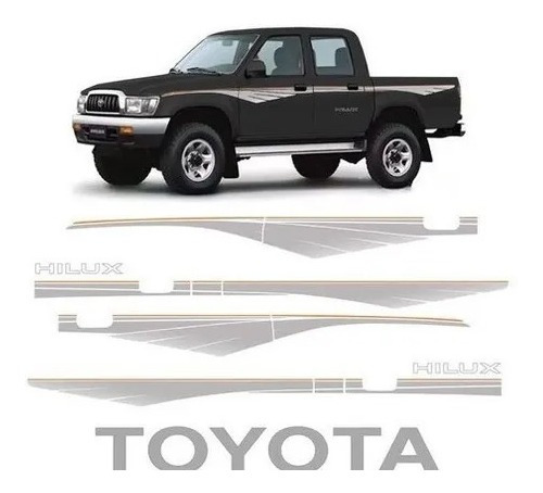 Adhesivos  Calcos Laterales Hilux 1992 A 2004 + Toyota 