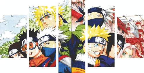 Quadro Mosaico 5 Peças Naruto Sakura Desenhos Animes Desenho