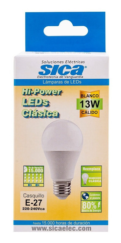 Imagen 5 de 6 de 10 Lámparas Led Sica 13w - Clásica Luz Cálida - Bajo Consumo