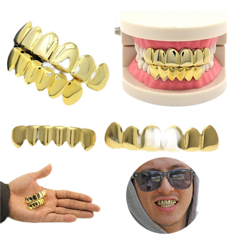 Chapado En Oro De 14k De Hip Hop Boca Tapas Dientes Parrilla