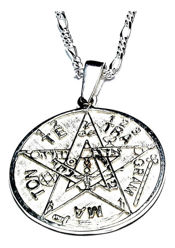 Cadena Y Medalla Dije Tetragramaton Pentagrama En Plata.925 
