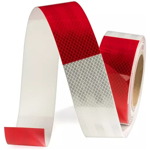 Cinta Reflectiva Blanco Rojo Pvc 9mx50mmx0,45mm