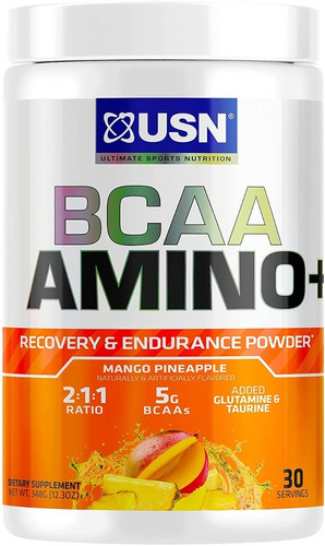 Usn Bcaa Amino+ Post-workout Aminos Glutamina 30 Servicios Sabor Mango Pineapple