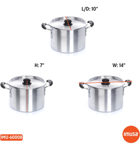 Imusa Ee Uu, Pot De Stock De Aluminio Plateado Imu Con 8