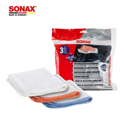 3 Paños De Microfibra Sonax Ultra Absorbentes Profesional 