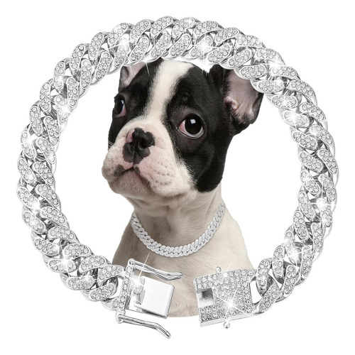 Collar Para Perro Diamond Cuban Link, Collar De Cadena Con H