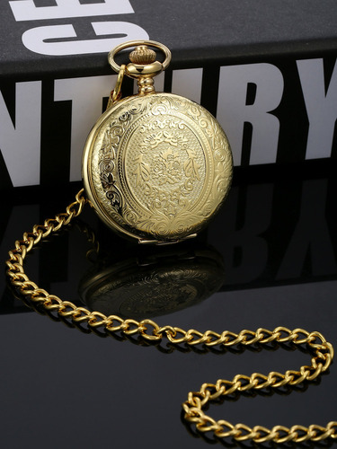 Reloj De Bolsillo De Acero Vintage Con Cadena Para Hombre El