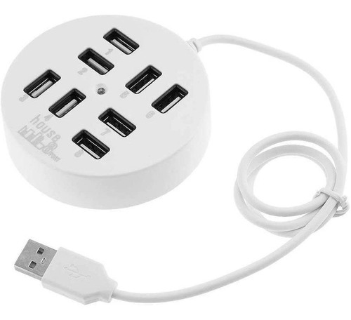 Concentrador Usb 8 Puertos Forma Redonda Blanco