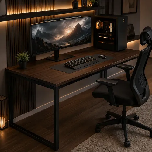 Mesa Gamer Industrial 150cm Para Pc E Home Office Pés De Aço - R$ 229,88