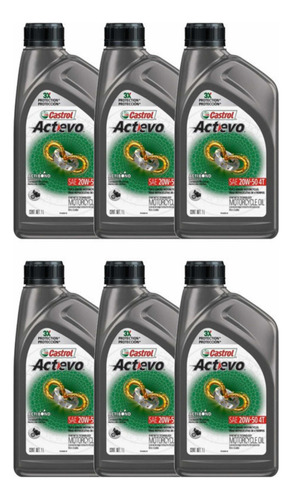 Aceite Moto 4t Castrol Actevo 20w50 Sintetico Caja 6l