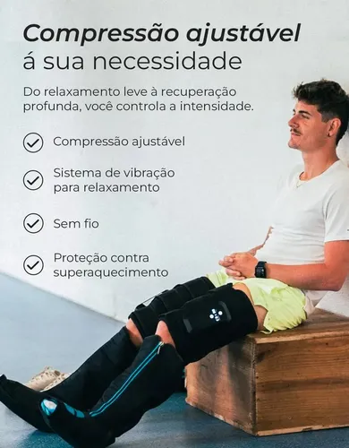 Bota de Compressão Compex Ayre Sem Fio Preto Recuperação Pernas