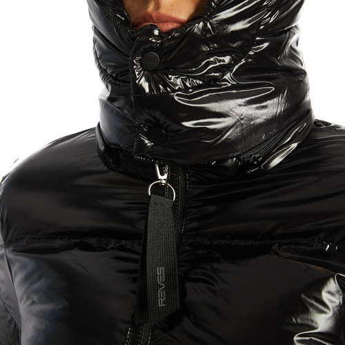 Imagen 4 de 10 de Campera Abrigo Reves Svart Mujer Moda Con Capucha Vinilica