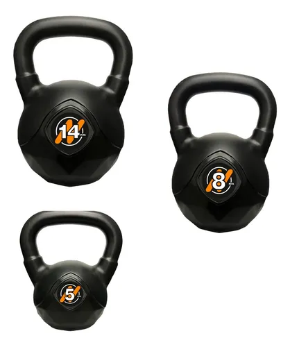 Set 3 Pesas Rusas De 5 Kg 8 Kg 14 Kg Fitnesas Kettlebell