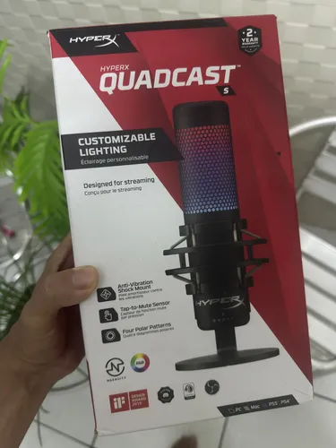 Microfone Gamer Hyperx Quadcast S Hmiq1s-xx-rg/g Novo