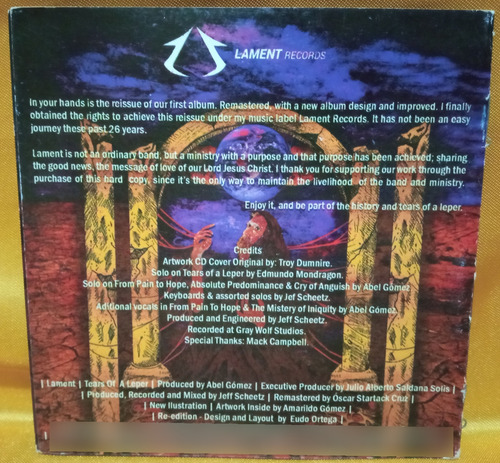 Lament Tears Of A Leper Cd 2019 Mexico Death Metal Popland (Usado)