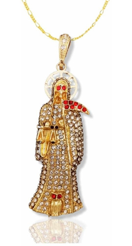 Santa Muerte Oro Lam Y Zirconias + Cadena