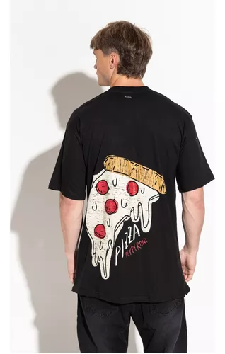 CAMISETA NEGRA OVERSIZE UNISEX PIZZA DE MARCIANOS