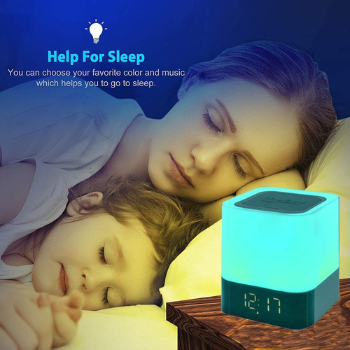 Luces Nocturnas Con Altavoz Bluetooth, Reloj Despertador, Al