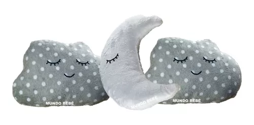 Cojin nube liso gris, decoracion infantil