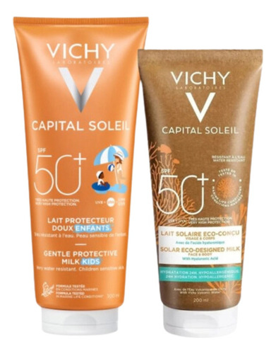 Combo Solar Vichy Fps 50 Eco Milk + Leche Niños Fps50 X200 