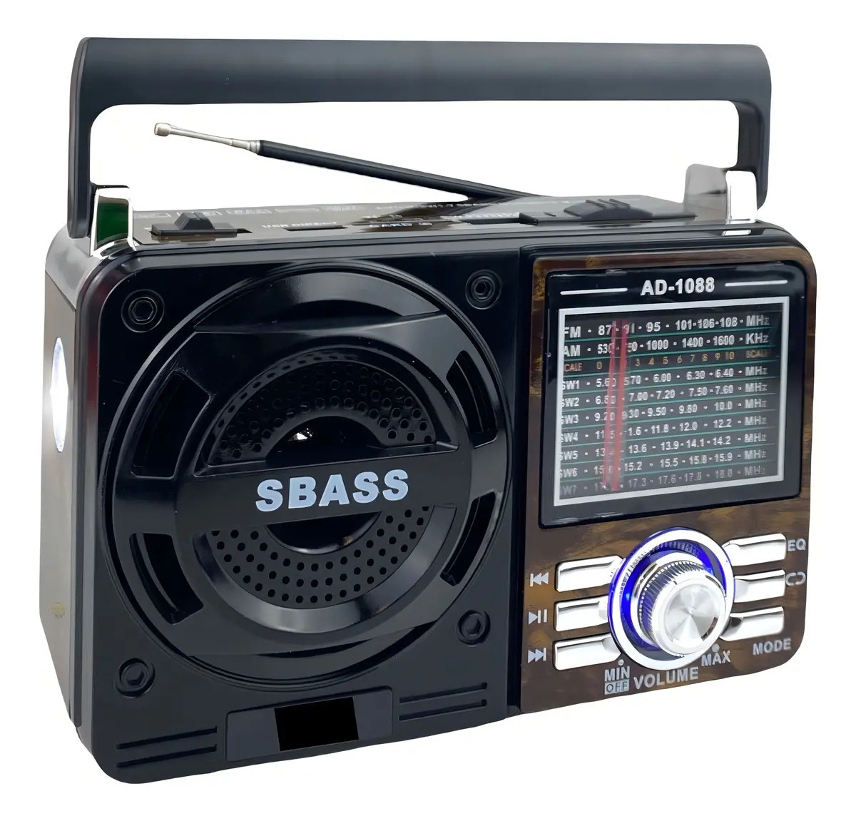 Rádio Portátil Am Fm A Pilha E Energia Recárregavel Cor Marrom