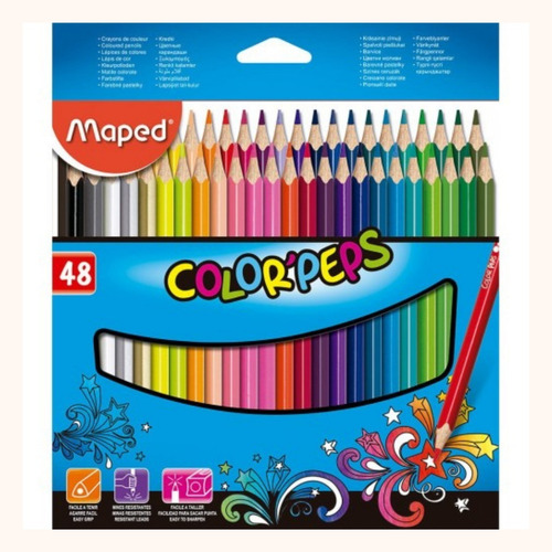 Lápices De Colores C/48 Pzs Triangulares Color Peps