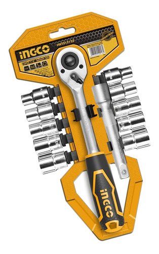 Chicharra,extension Y Dados Ingco 1/2  Dr  - Jgo 12 Pzs.