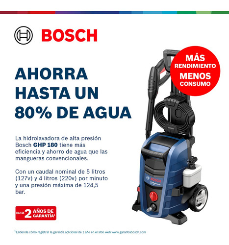 Hidrolavadora 1.500w 124 Bar Bosch Mod: Ghp 180