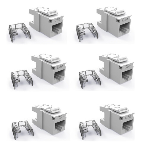 6x Conector Hembra Furukawa Multilan Cat.5e 90°/180