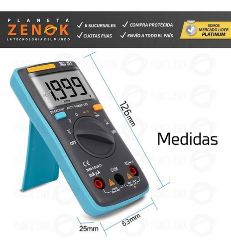 Multimetro Digital Profesional Lcd Luz Operario Electricidad Tester