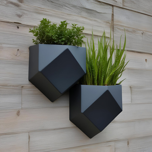 Kit 2 Vasos De Parede Modernos Low Poly