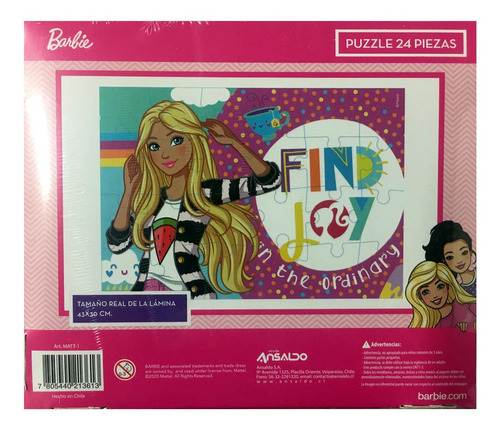 Puzzle Barbie Ansaldo 24 Piezas 