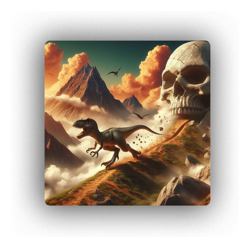 Mousepad Dinosaurio Corriendo Por Montañas Calaca