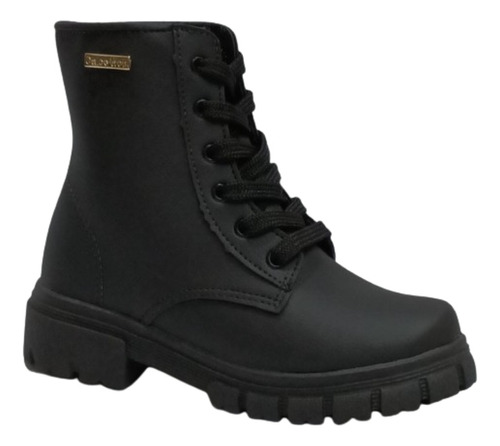 Bota Coturno Feminina Casual Cano Longo Salto Grosso Menina