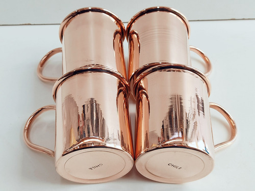 Imagen 5 de 5 de Vasos De Cobre Macizo 99.99% Pack De 4 Unidades 250 Ml
