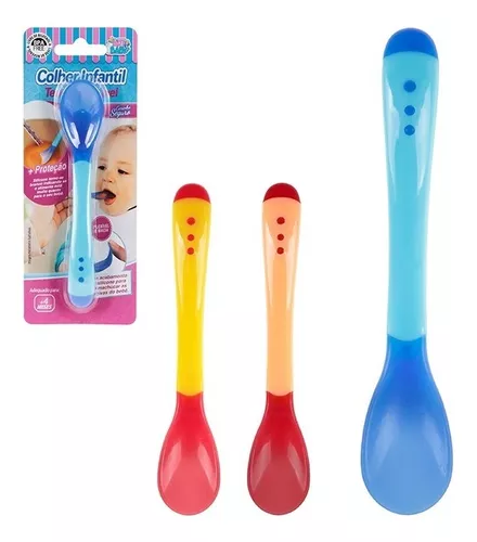 Colher Infantil Bebê Termo Sensível Silicone Macia Papinha- NOVO