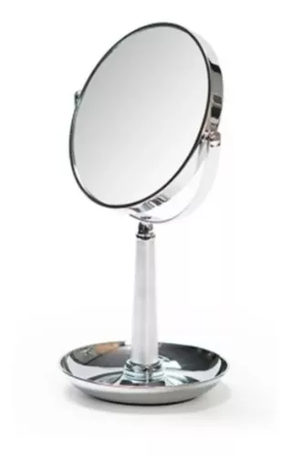 Espejo De Aumento Mesa Cromado Doble Cara 3x Maquillaje