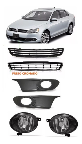 Kit Grade Jetta 2011 A 14 Central + Molduras Milha + Milhas