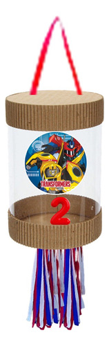 Piñata Cilindrica Transparente  Transformers