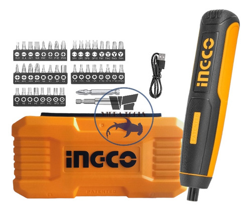 Atornillador De Precisión Ingco 4v + 42 Piezas + Caja Transp